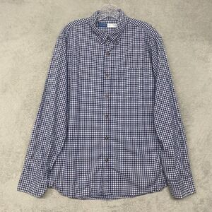 Old Navy Shirt Mens Extra Large Blue Check Built in Flex Cotton Button Casual